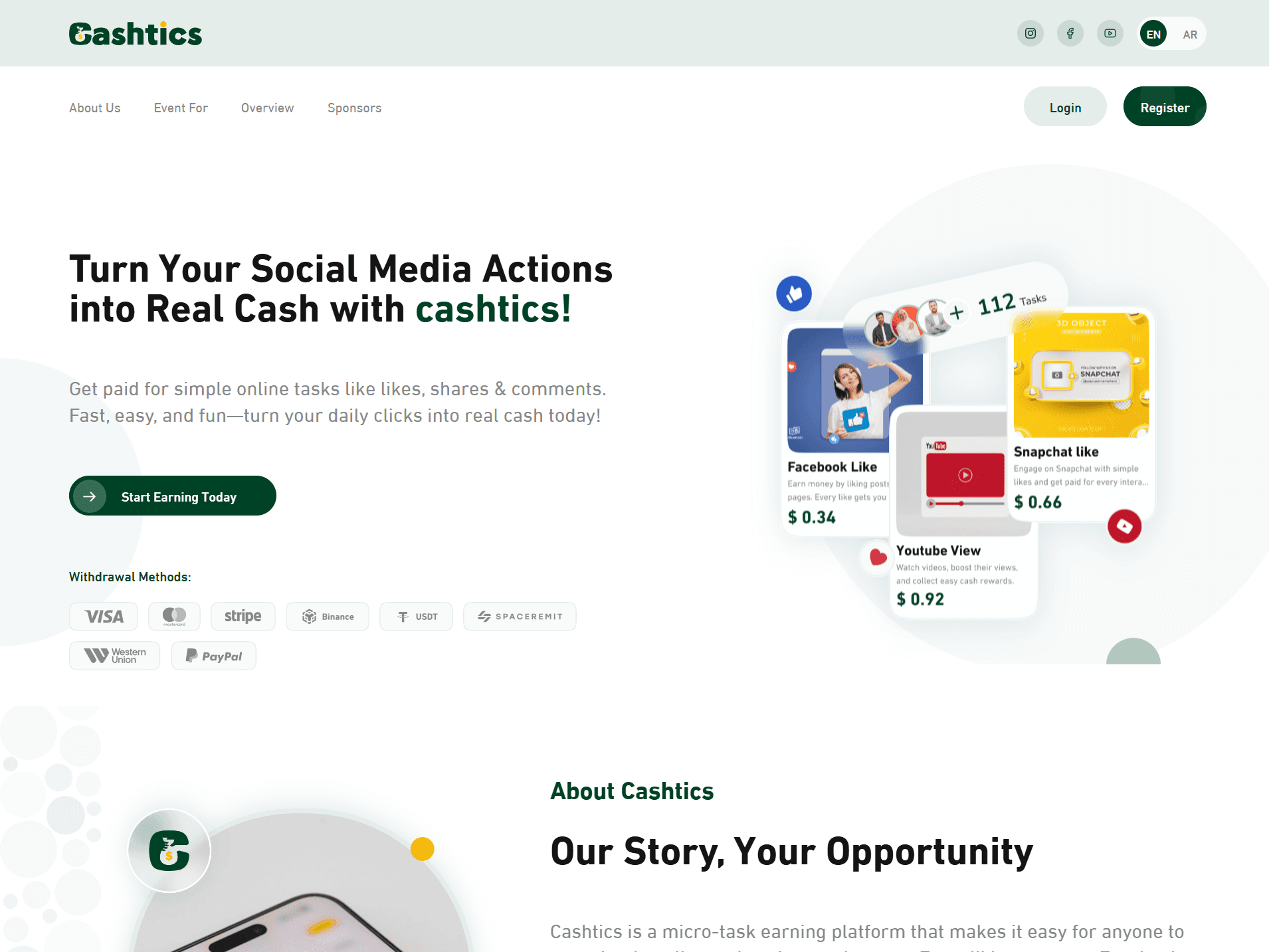 معاينة واجهة تطبيق Cashtics لسوق العمل الحر في معرض 4o4